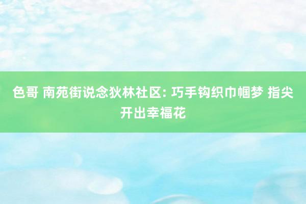 色哥 南苑街说念狄林社区: 巧手钩织巾帼梦 指尖开出幸福花