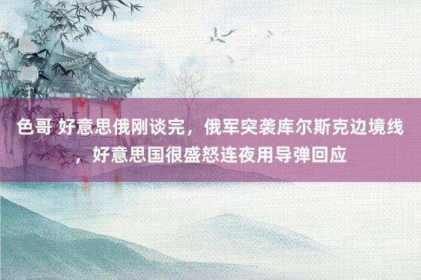 色哥 好意思俄刚谈完，俄军突袭库尔斯克边境线，好意思国很盛怒连夜用导弹回应