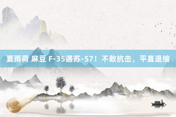 夏雨荷 麻豆 F-35遇苏-57！不敢抗击，平直退缩