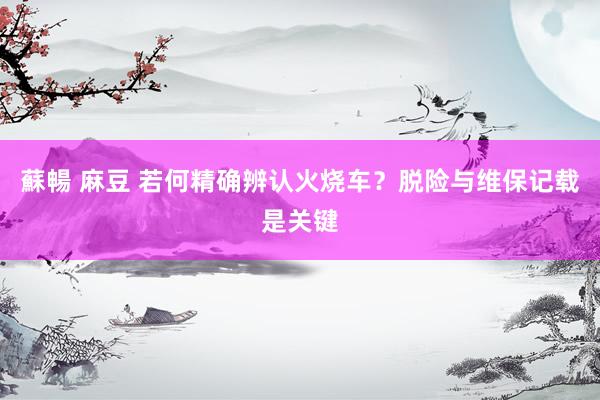 蘇暢 麻豆 若何精确辨认火烧车？脱险与维保记载是关键